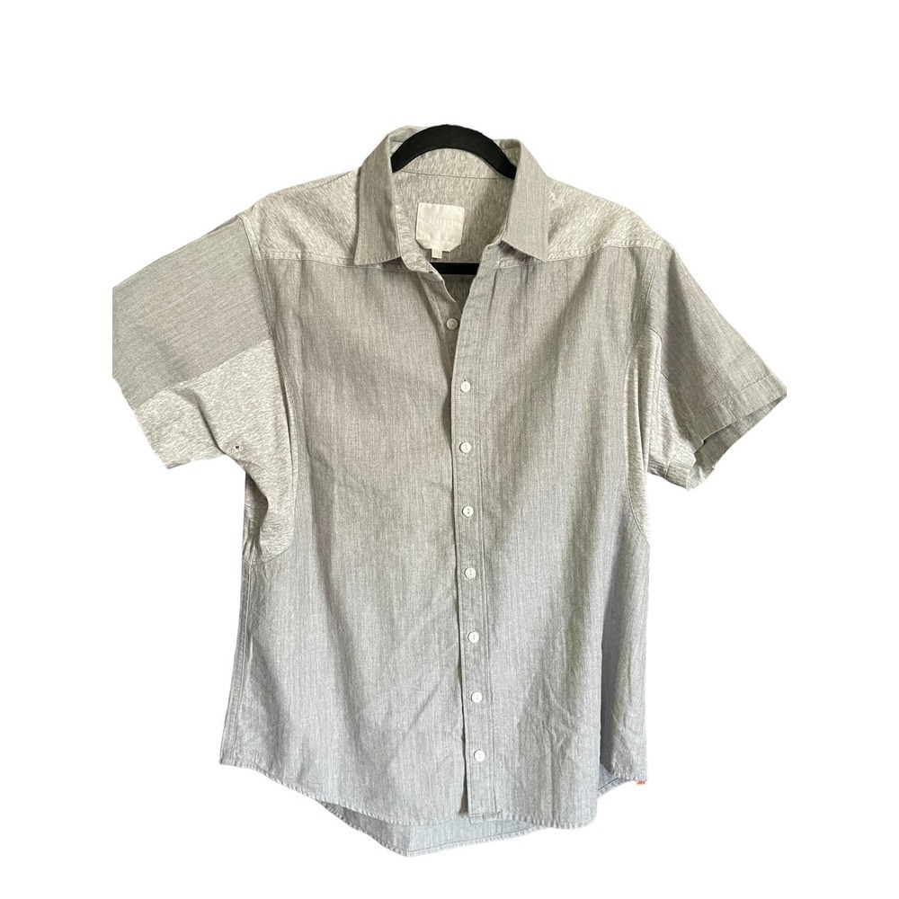 Quinn Mens Regular Fit Button-Up Shirt Short Sleeve Collared Size L Gray